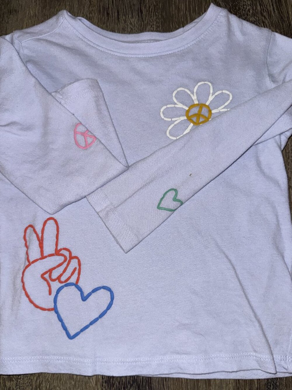 ☮️ Old Navy Peace, Love, Daisies, Long Sleeve Tee - 5T 🌼